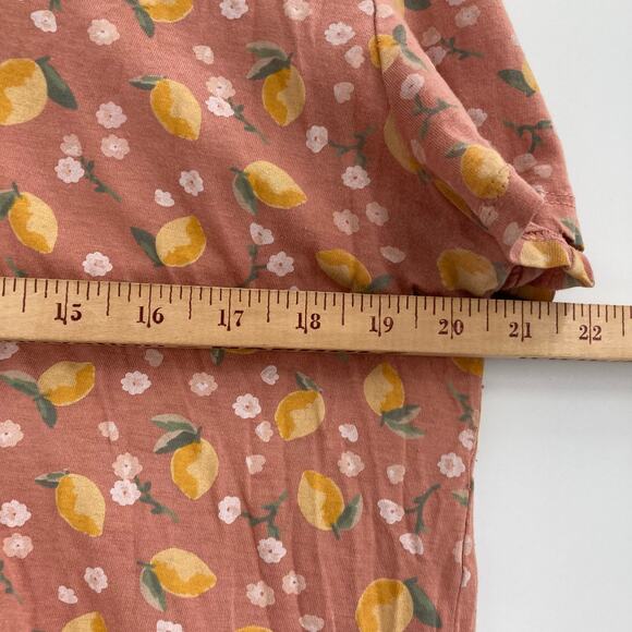 DIP Lemon Floral Peach Mauve Short Sleeve Tee Women’s XL Fitted Soft - Picture 5 of 7